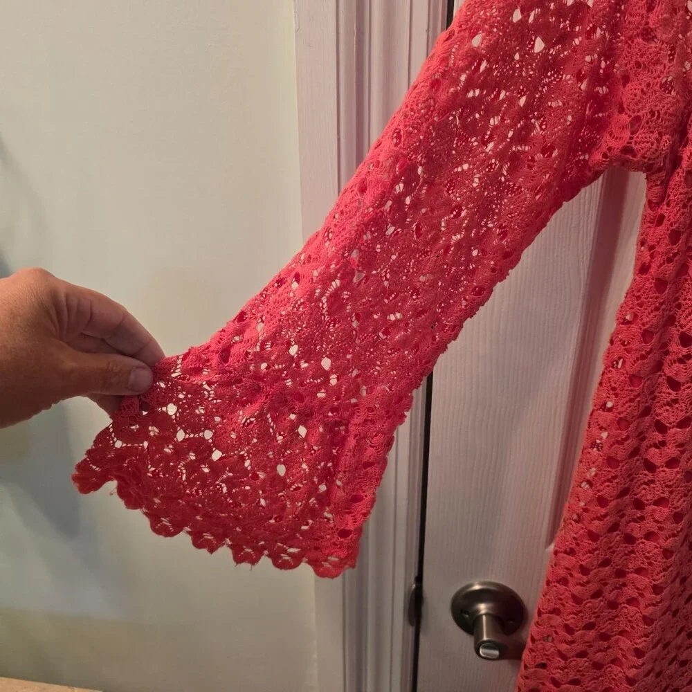 Coral Dress Lined With Crochet Overlay (#6) - Picture 2 of 3